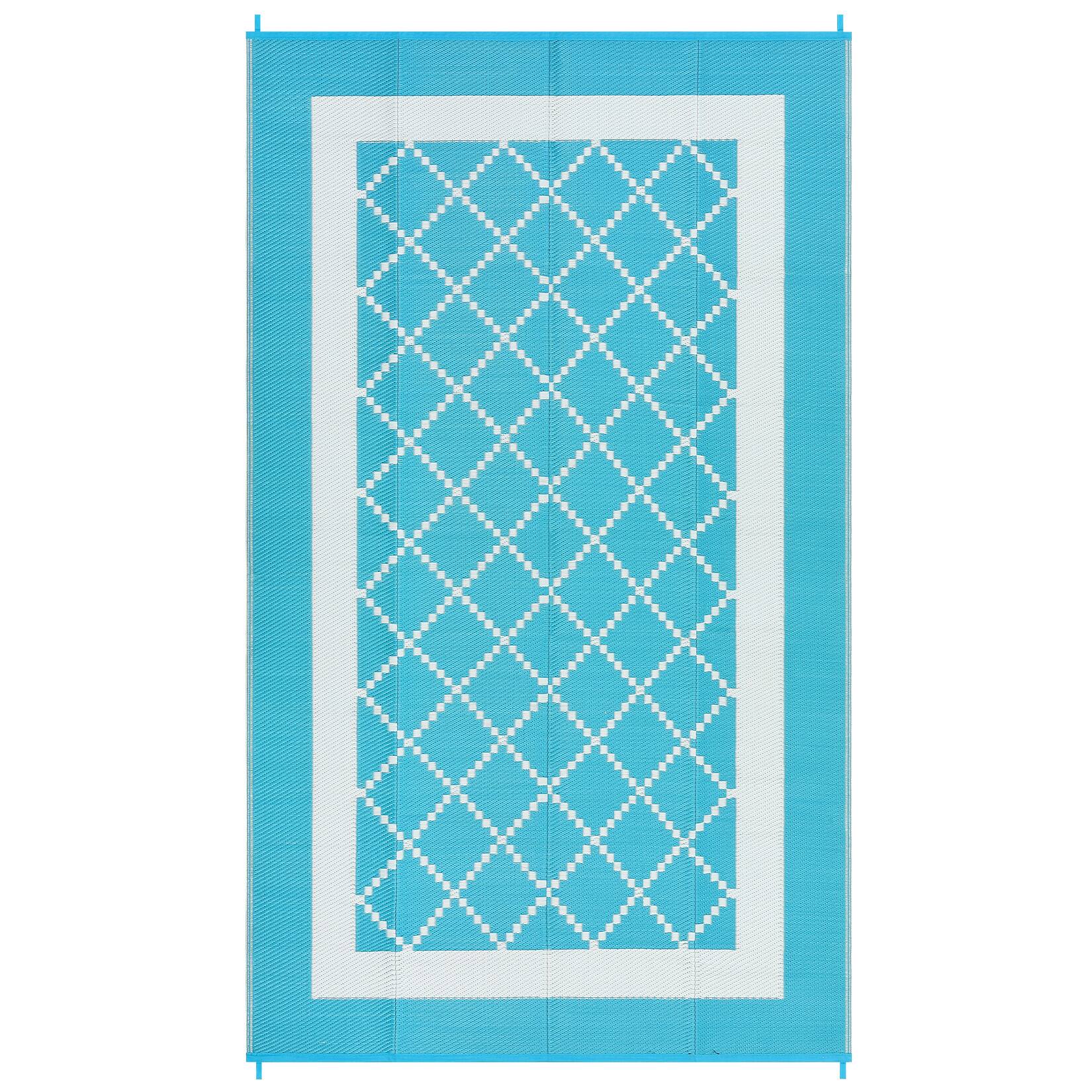 Front. GAOMON - Modern Outdoor Area Rug Stain Resistant Durable Edges UV Resistant Reversible Carpet for RV Trip Beach Vacation - Light Blue White.