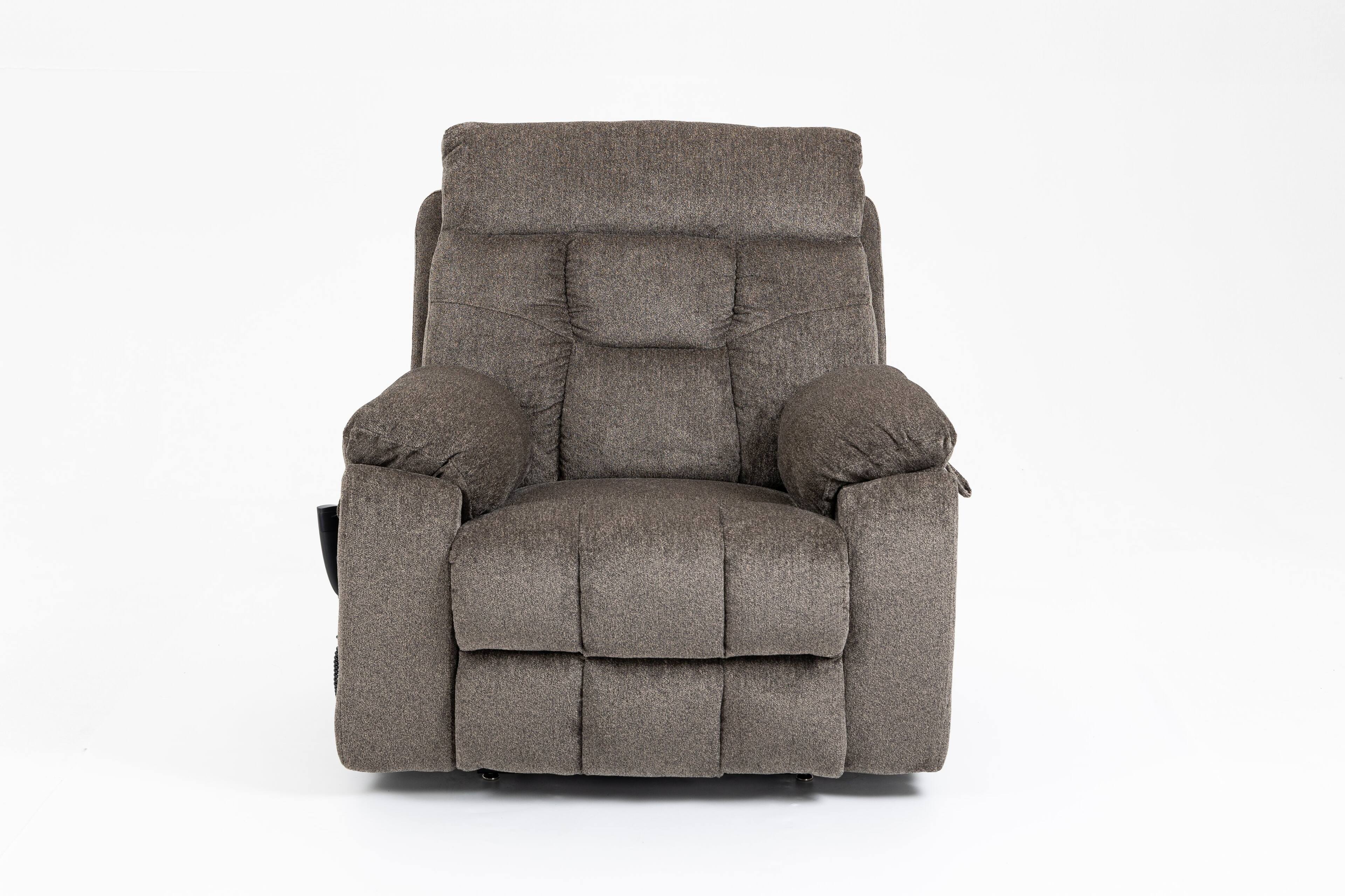 Back. TinyHomie - Old age electric lift chair flat high density foam electric sofa - Brown.