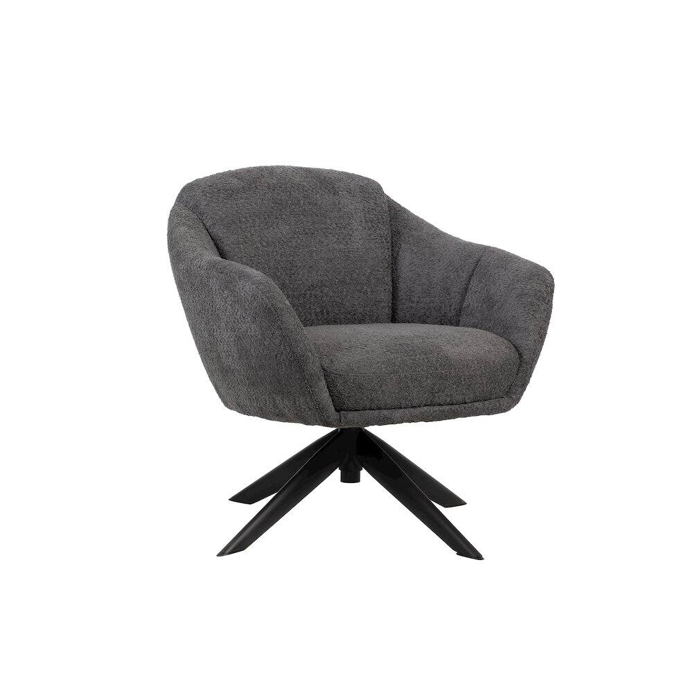 Front. New Classic Furniture - Fleming Metal and Fabric Swivel Lounge Chair in Gray - Grey.