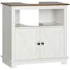 Front. Kleankin - Farmhouse Under Sink Bathroom Cabinet, Pedestal Vanity Storage Cabinet with Double Doors and Storage Shelves - White.