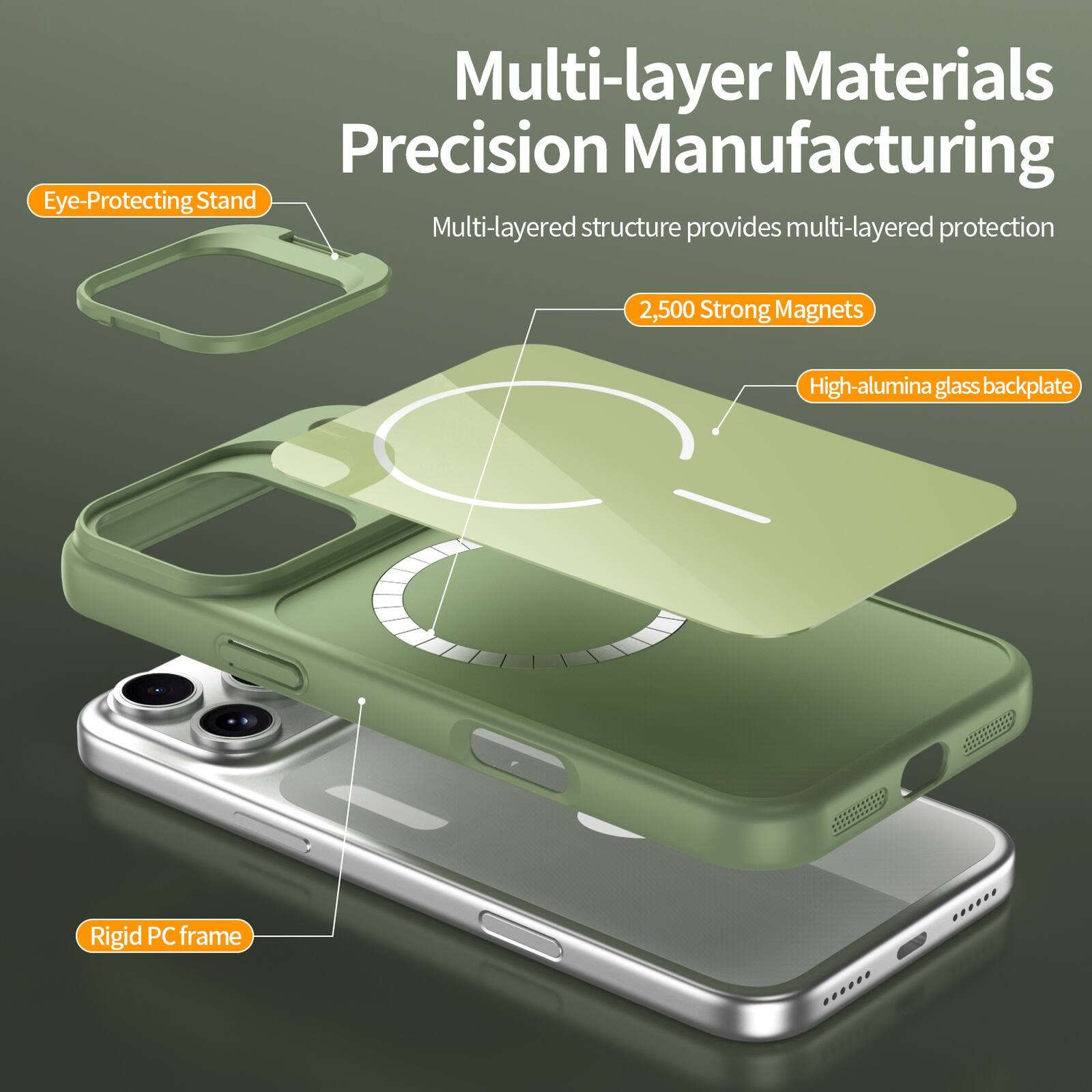 Multi-layer Materials Precision Manufacturing  
Eye-Protecting Stand  
Multi-layered structure provides multi-layered protection  
2,500 Strong Magnets  
High-alumina glass backplate  
Rigid PC frame