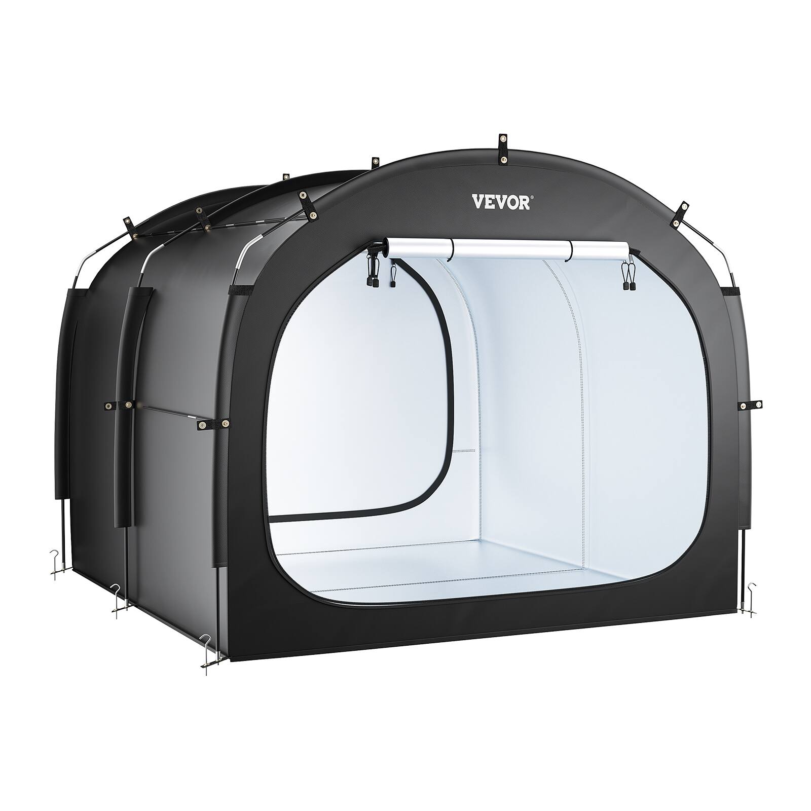 Alt View 5. VEVOR - Bike Storage Tent, 5 Bikes with Ventilated Window, Waterproof Easy-to-Install Bike Tent with High Strength Fiberglass - Black.