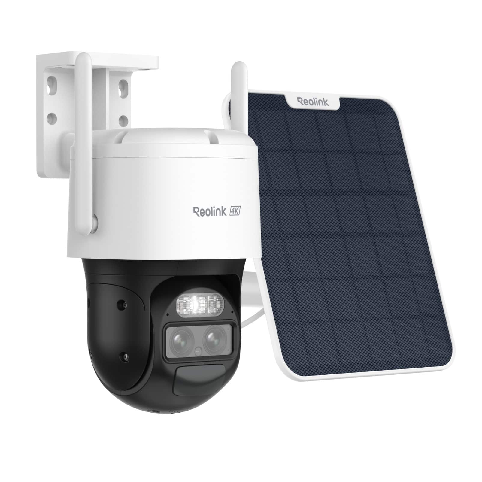 Reolink - TrackMix 4K Dual-Lens WiFi PTZ Battery Security Camera Solar Panel, 360° Wide-Angle Auto-Tracking 8×Hybrid Zoom - White
