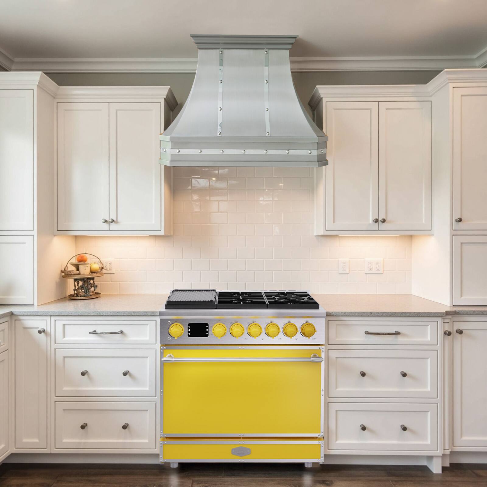 Alt View 8. Akicon - Akicon 4.2 Cu.ft Freestanding Gas Rapid Convection Range with 6 Sealed Burners and Cast Iron Grates in Lemon Chrome - Lemon Chrome.