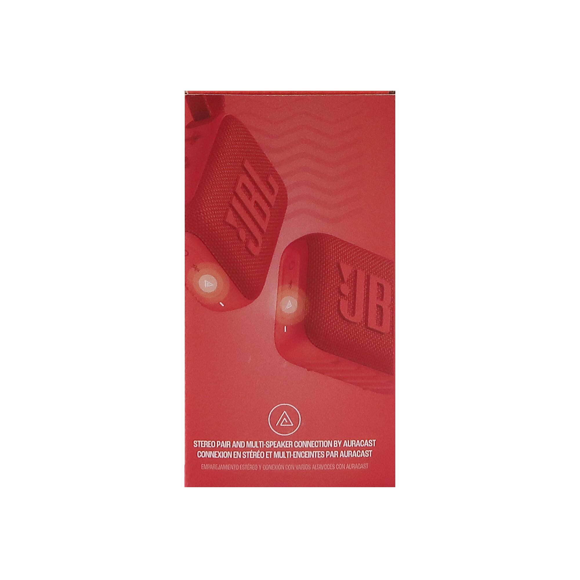 Sure, here is the corrected and grouped text:

---

**JBL**

**STEREO PAIR AND MULTI-SPEAKER CONNECTION BY AURACAST**

**CONEXIÓN EN ESTEREO Y MULTI-ENCEINTES PAR AURACAST**

**EMPAREJAMIENTO ESTEREO Y CONEXIÓN CON MÁS ALTAVOCES CON AURACAST**

---

This text is grouped and corrected for clarity.