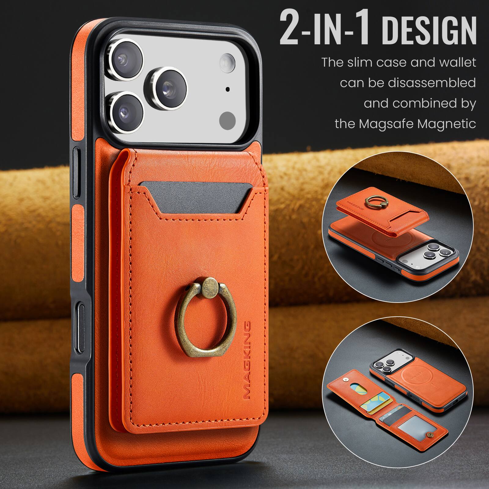2-IN-1 DESIGN  
The slim case and wallet can be disassembled and combined by the Magsafe Magnetic