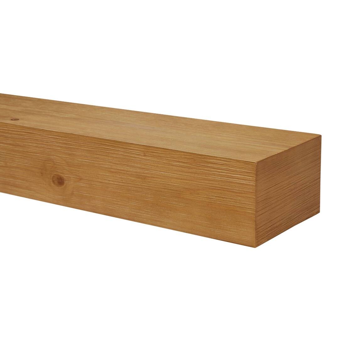 Back. Touchstone Home Products - Fireplace Mantel Shelf , 84" x 8" x 4.75", Solid Pine Wood Mantel for Over Fireplace - Natural Finish.