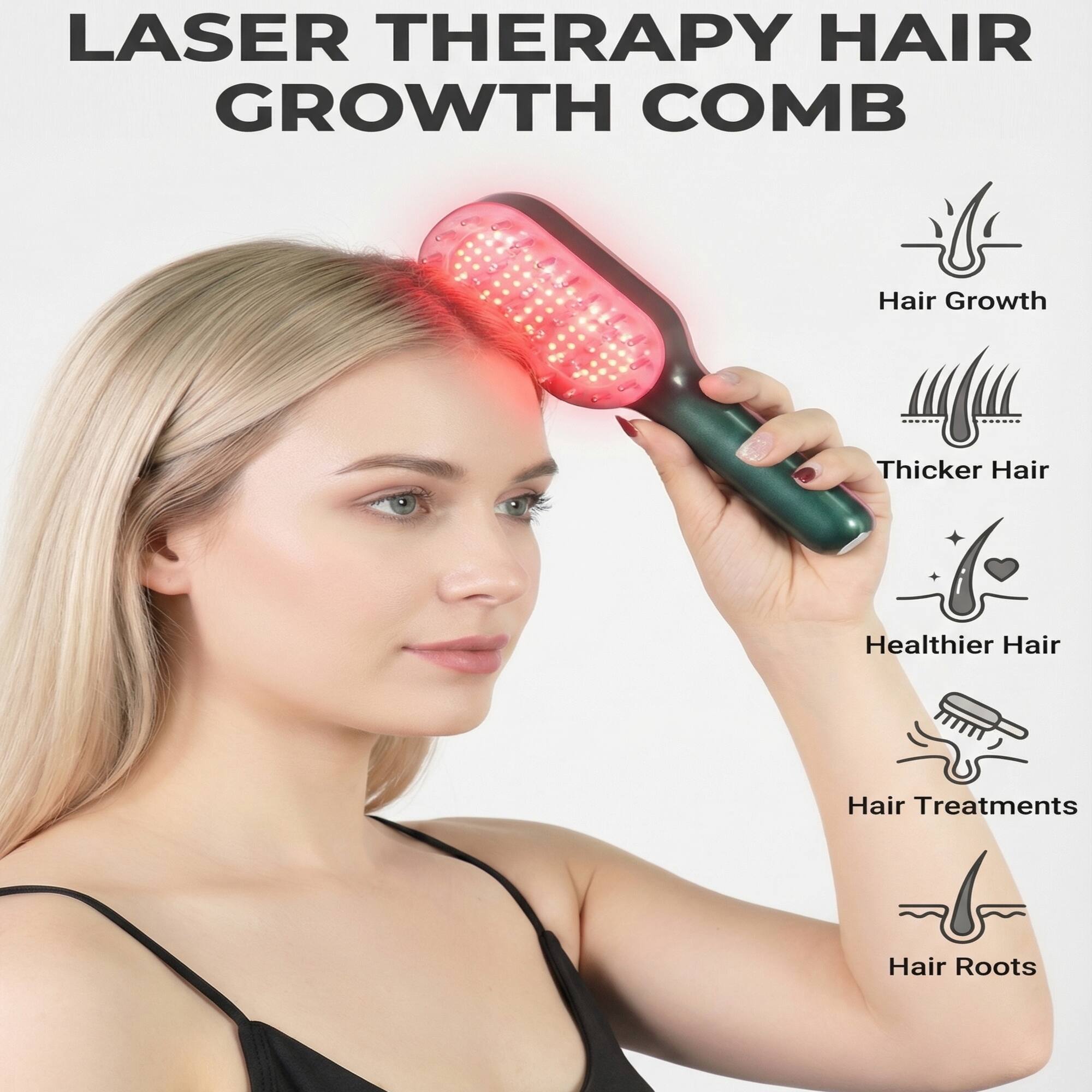 LASER THERAPY HAIR GROWTH COMB

- Hair Growth
- Thicker Hair
- Healthier Hair
- Hair Treatments
- Hair Roots