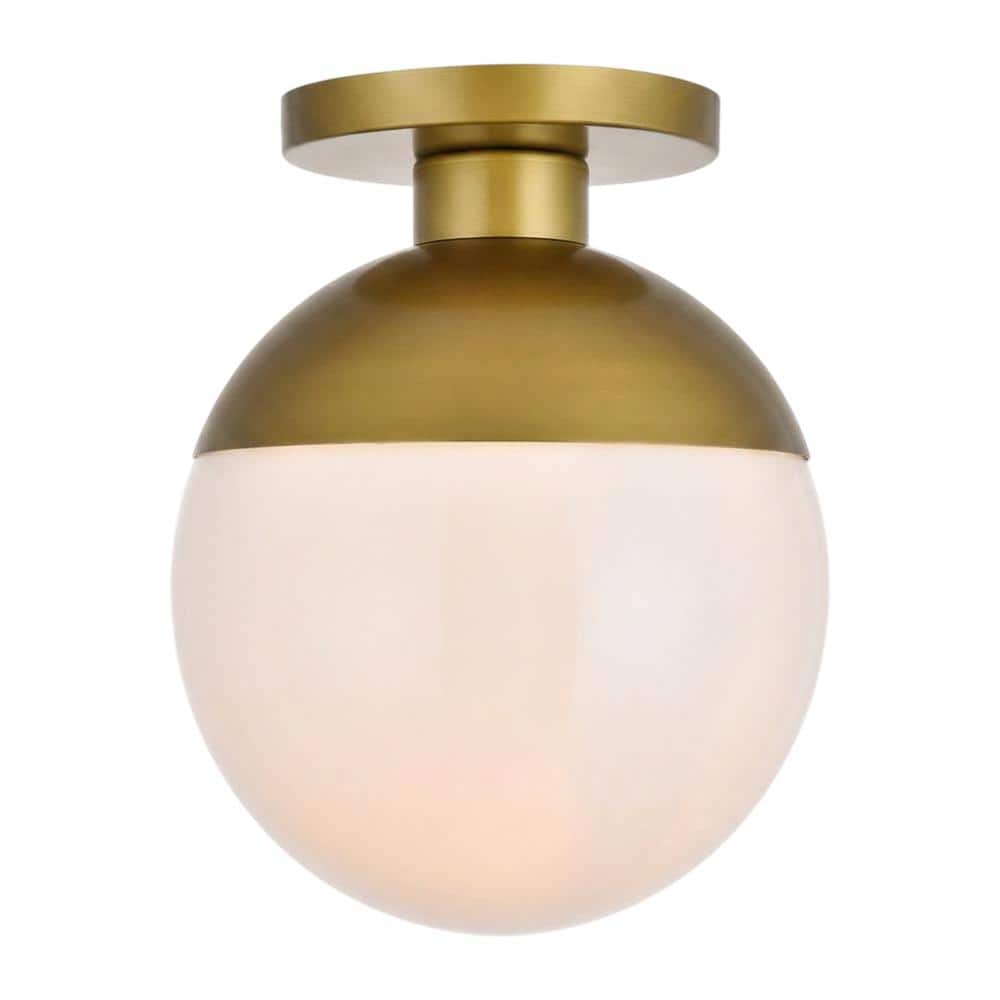 Living District - Eclipse 1 Light Brass Flush Mount With Frosted White Glass - Brass And Frosted White price history on PriceWatchPro