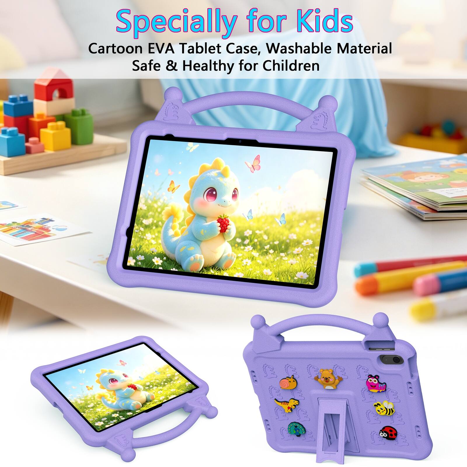 Specially for Kids  
Cartoon EVA Tablet Case, Washable Material Safe & Healthy for Children
