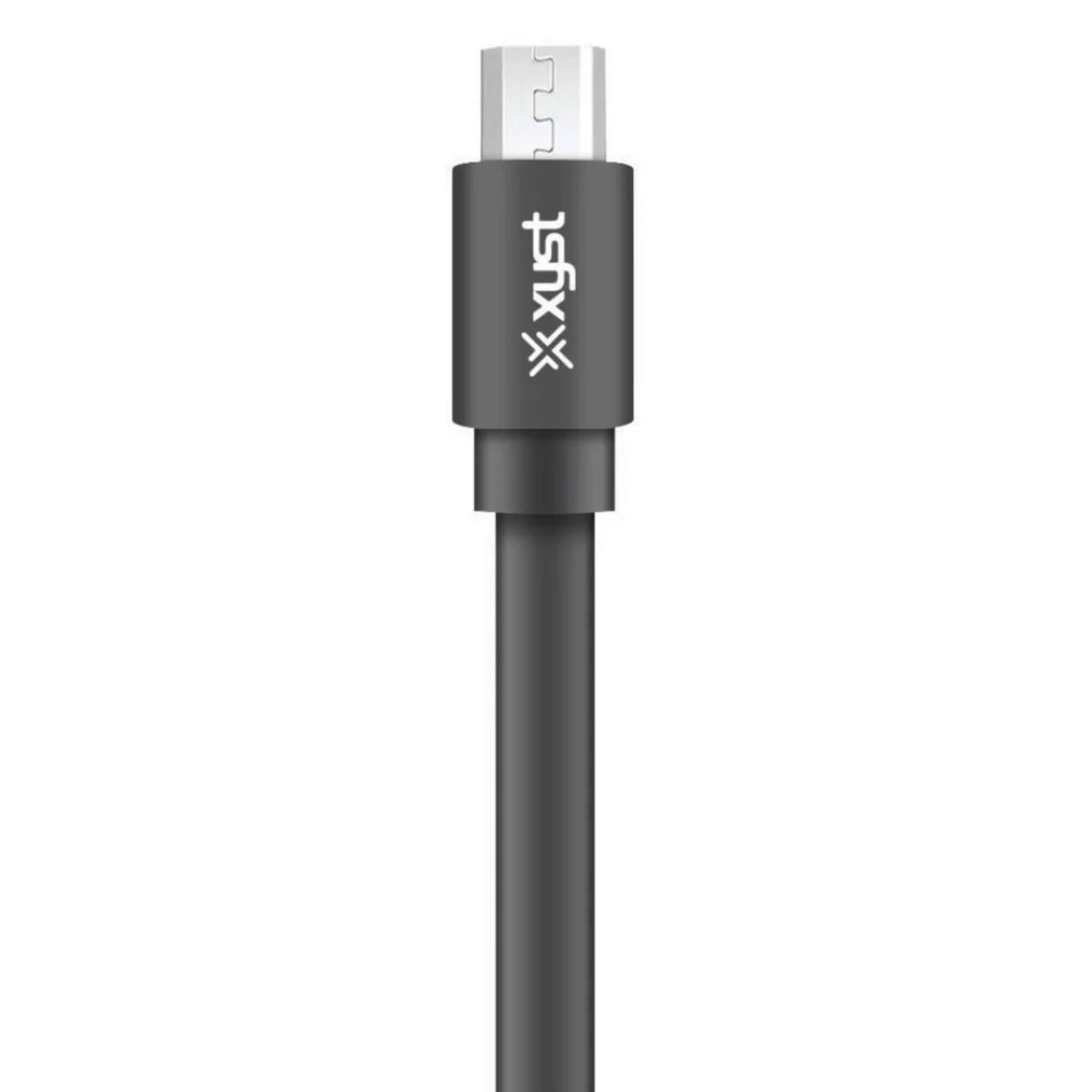 Alt View 2. Xyst - Charge and Sync USB to Micro USB Flat Cable 4Ft - Black.