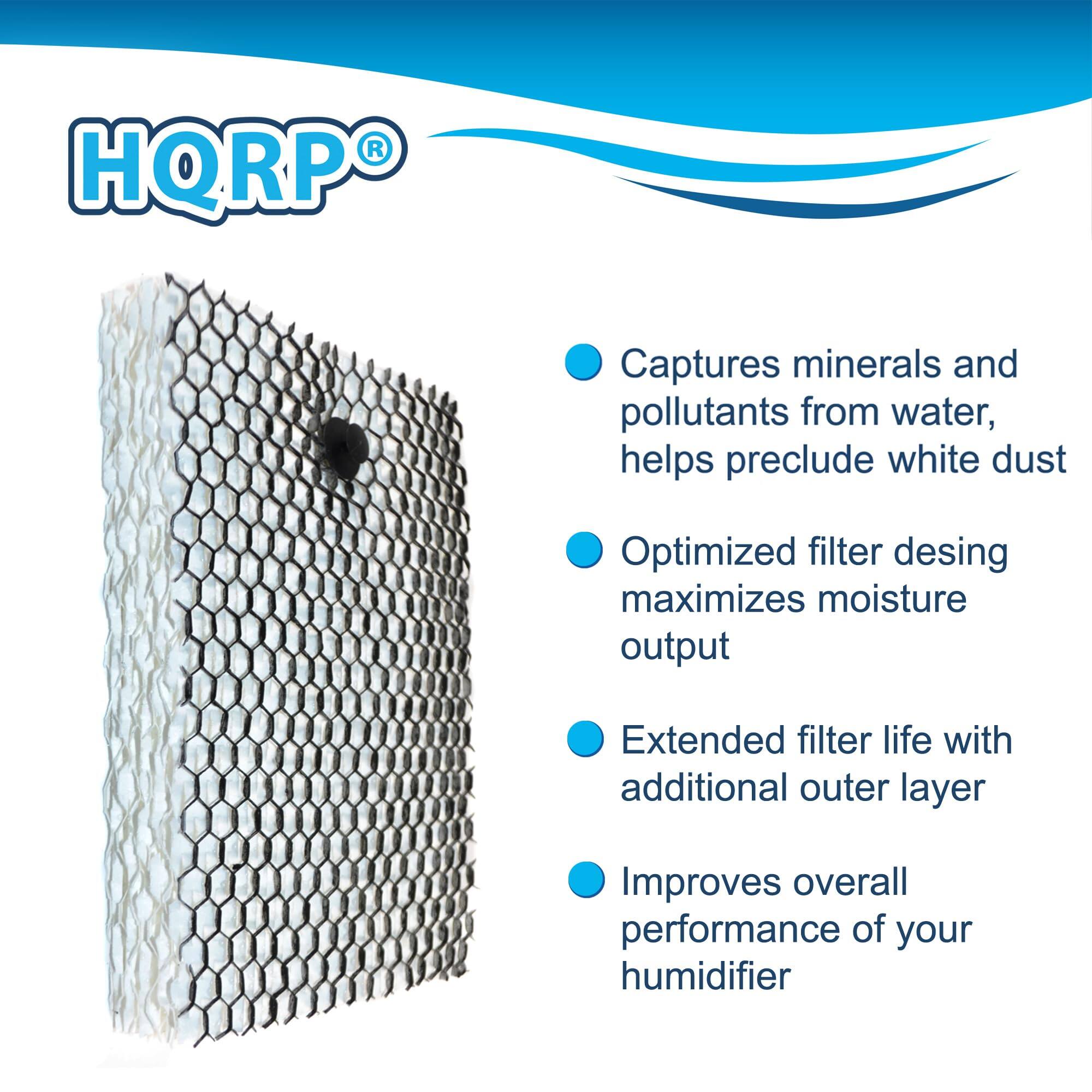 HQRP Captures minerals and pollutants from water, helps preclude white dust  
Optimized filter design maximizes moisture output  
Extended filter life with additional outer layer  
Improves overall performance of your humidifier