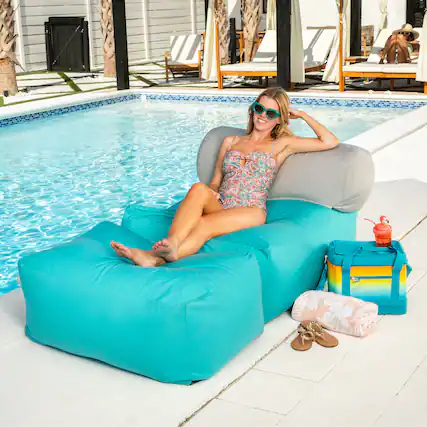Front. Jaxx - Jaxx Tybee Large Outdoor Lounge w/ Bolster and Ottoman - Sunbrella Cancun - Cancun.