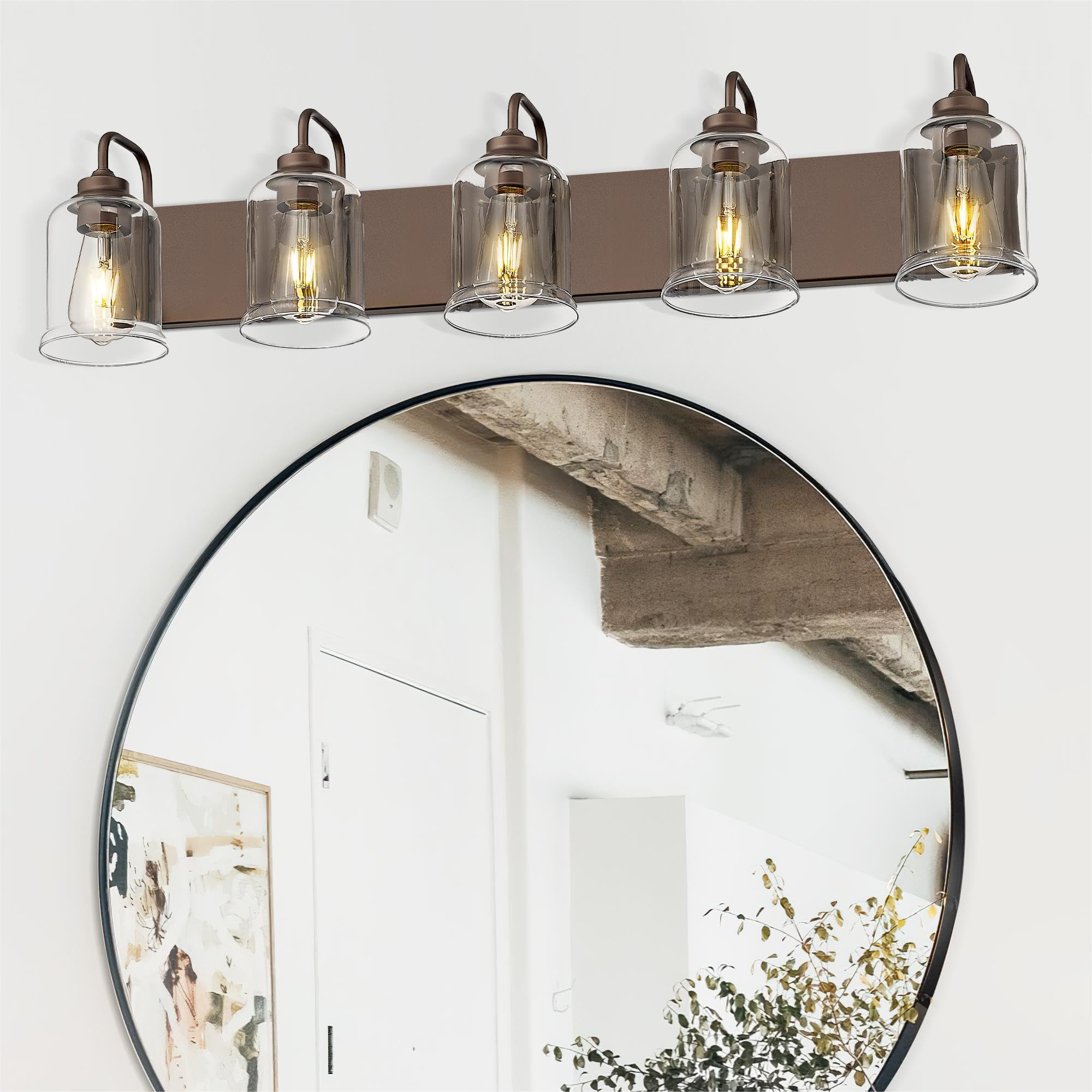 Alt View 2. Dazzling Pops - Modern Vanity Light Fixture Bathroom Fixtures Wall Mount With Clear Glass Oil Rubbed Bronze Finish Zslb w Orb - Gold 5-Light.