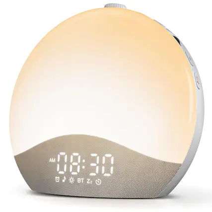 Front. Dazzed Corner - Sunrise Alarm Clock, White Noise Sound Machine - Grey.