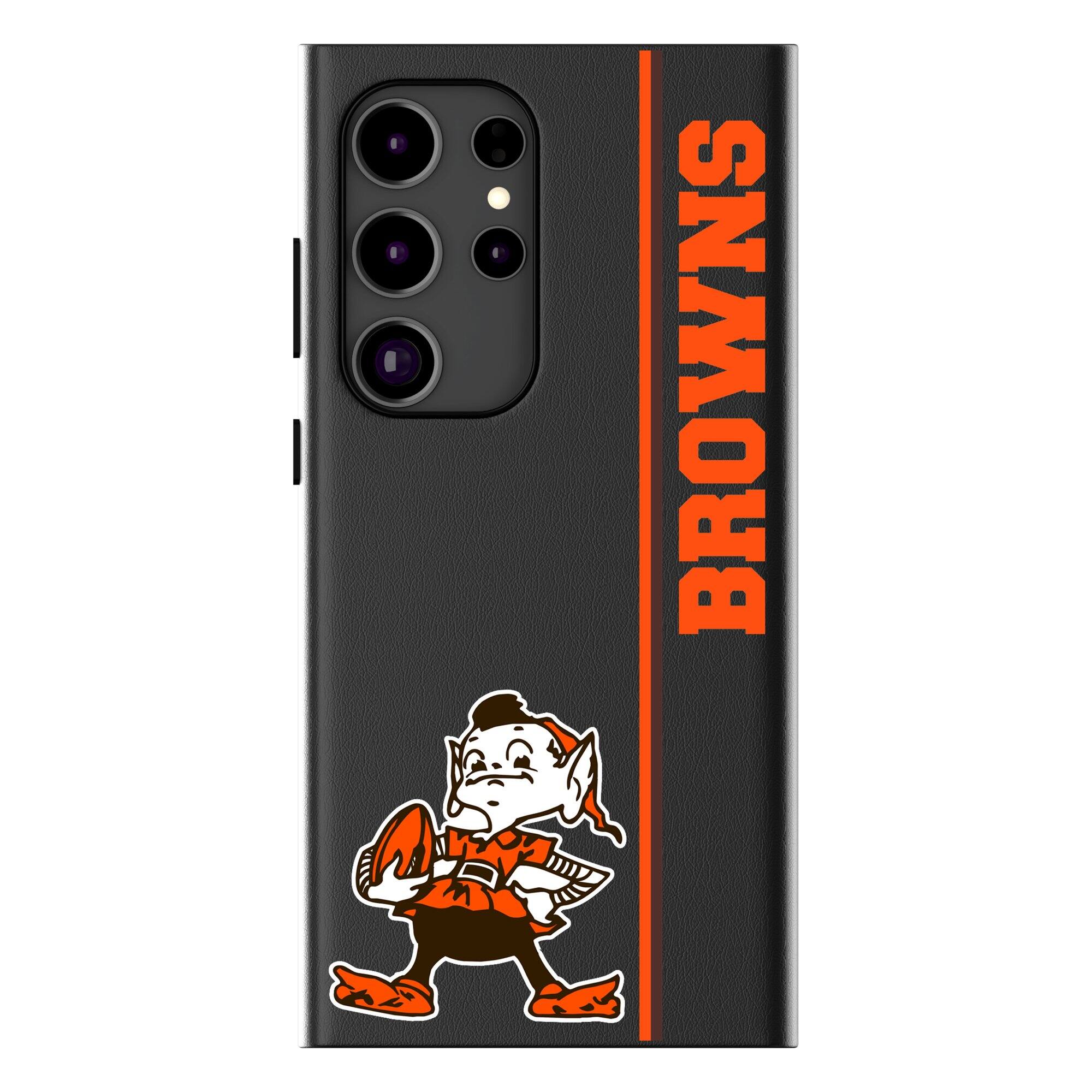 Front. Keyscaper - Cleveland Browns Galaxy Magnetic Bump Case - S24 Ultra - Black.