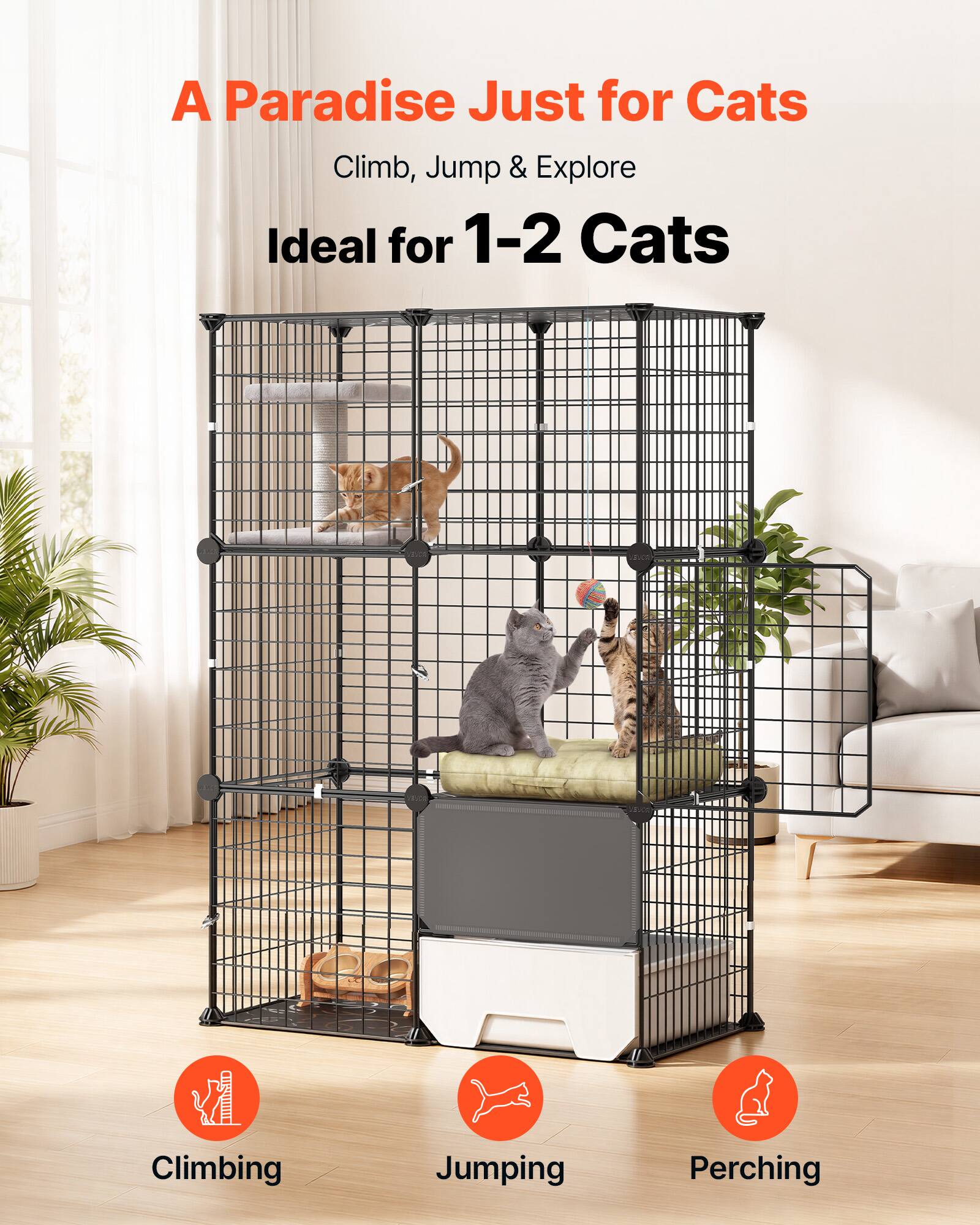 A Paradise Just for Cats  
Climb, Jump & Explore  
Ideal for 1-2 Cats  

Climbing  
Jumping  
Perching
