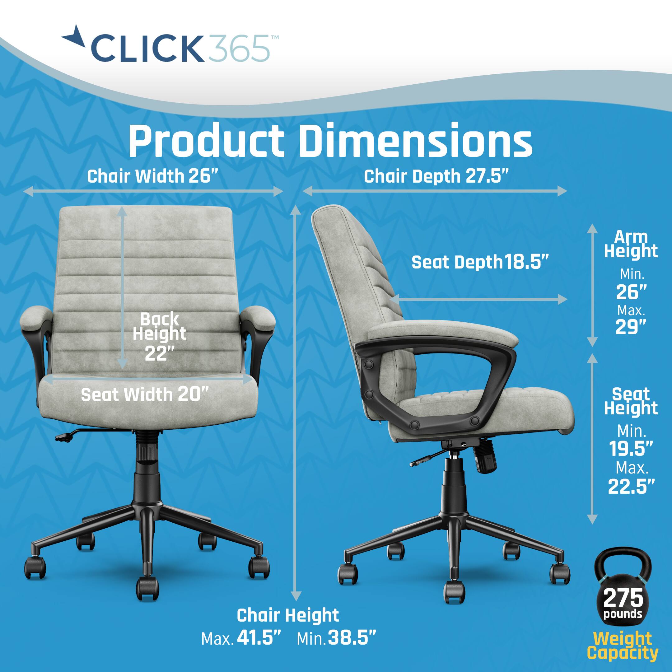 Angle. Click365 - Transform 3.0 Extra Comfort Ergonomic Mid-Back Desk Chair - Gray.