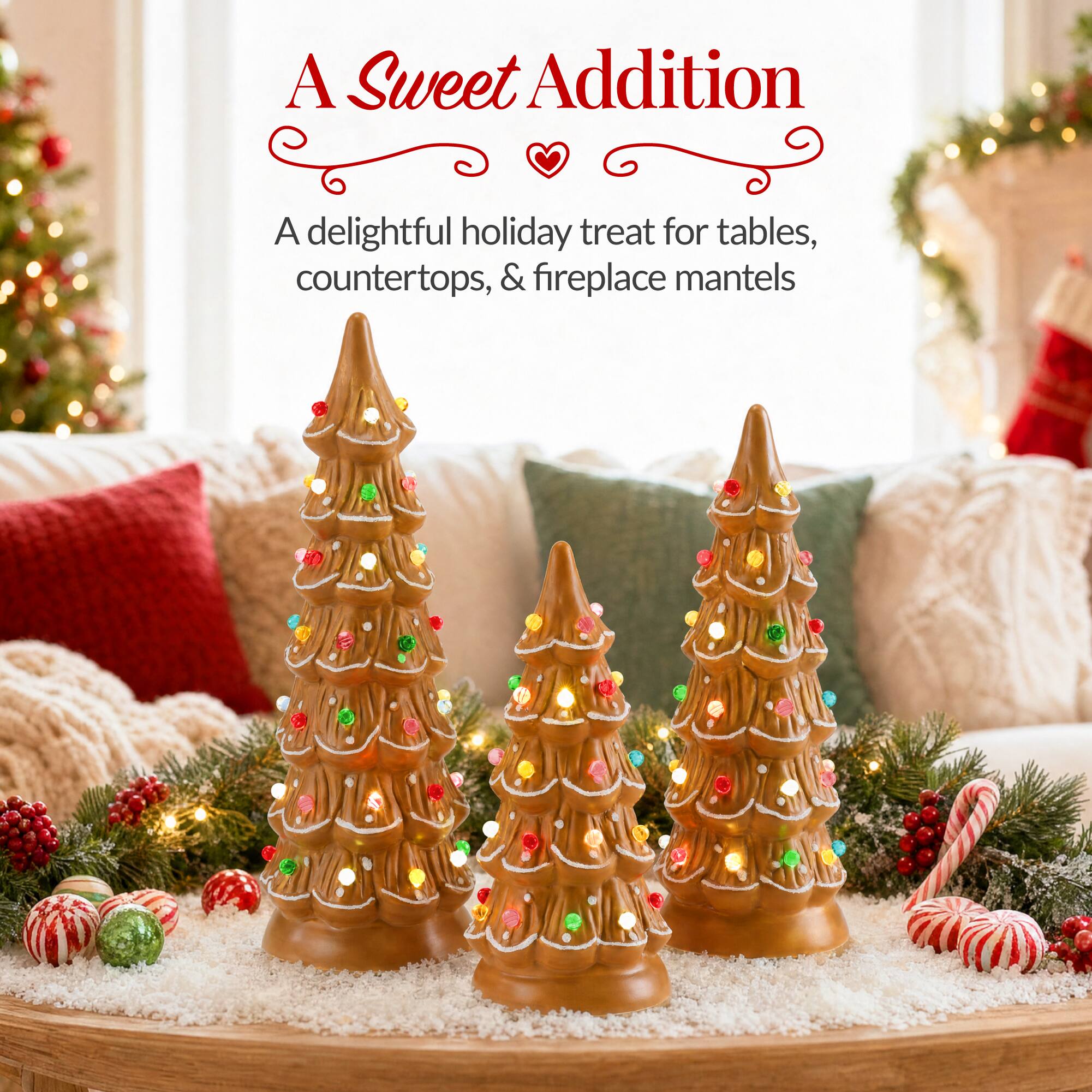 A Sweet Addition

A delightful holiday treat for tables, countertops, & fireplace mantels