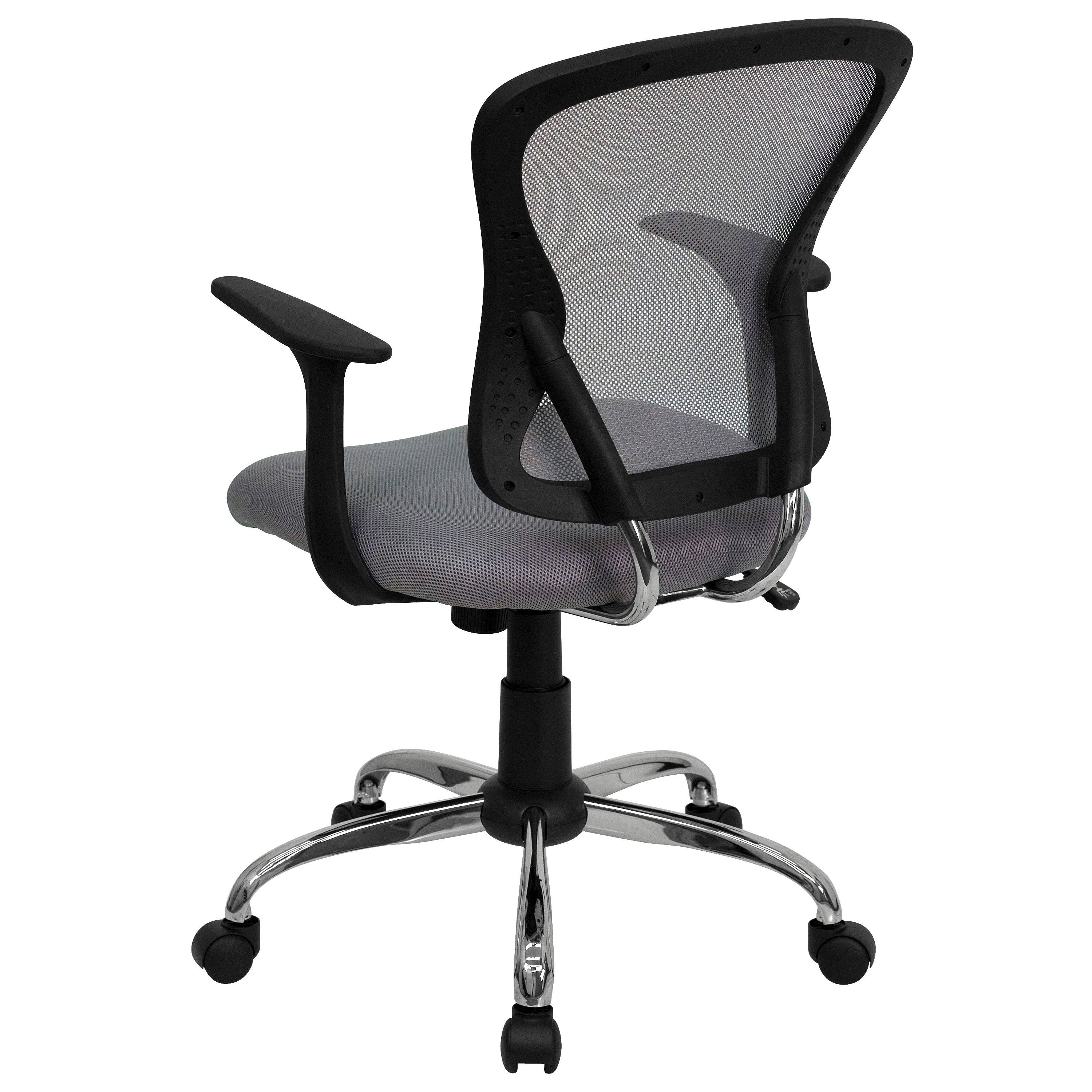 Alt View 5. Emma + Oliver - Mid-Back Mesh Swivel Task Office Chair with Chrome Base and Arms - Gray.
