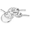 Front. Winado - 3 Pieces 8”/10”/11” Stainless Steel Frying Pan Set Cooking Pans with 2 Lids & Comfortable Grip Handles, Dishwasher Safe - Sliver.