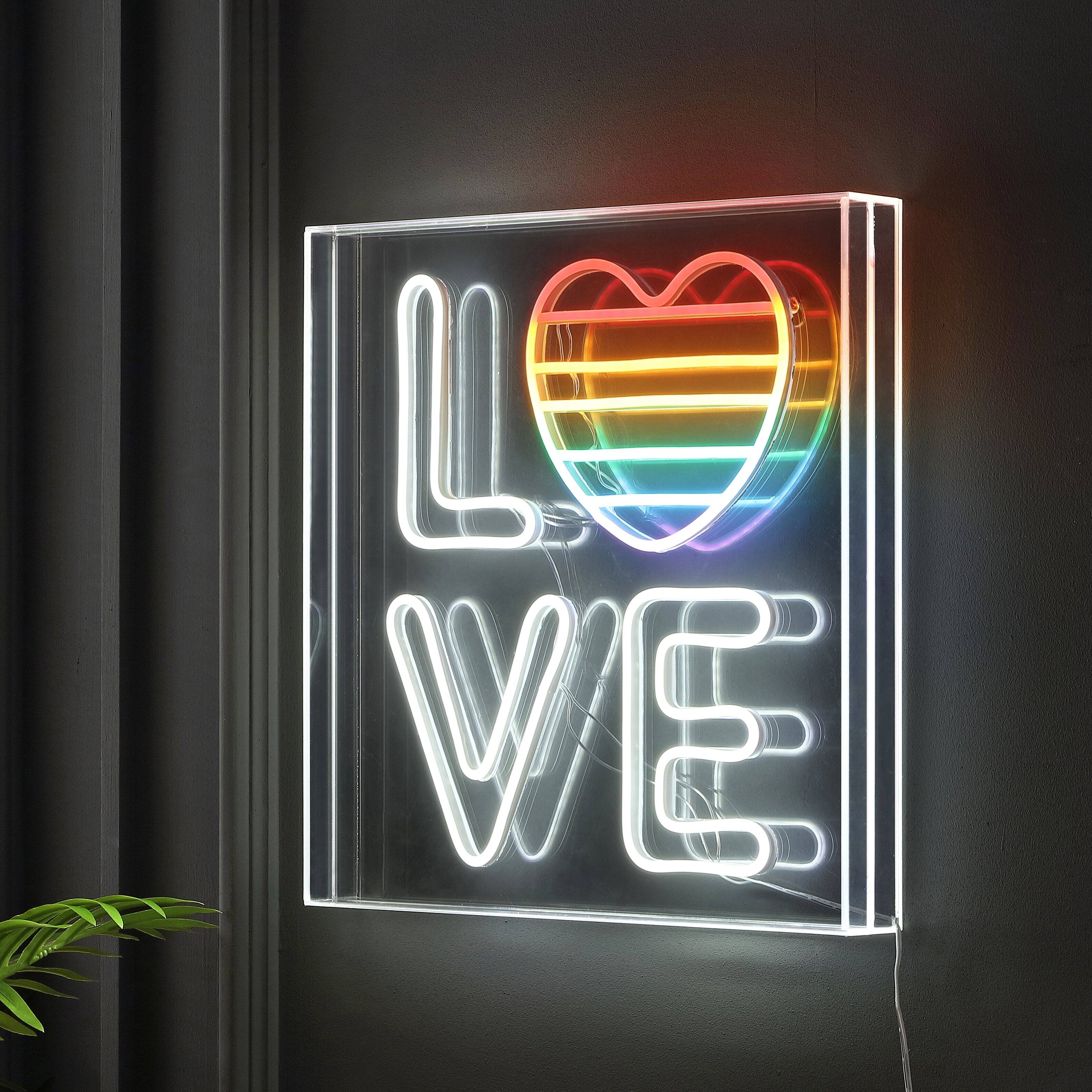 Alt View 5. Jonathan Y - LOVE 15" Square Contemporary Glam Acrylic Box USB Operated LED Neon Light, White/Rainbow - White/Rainbow.
