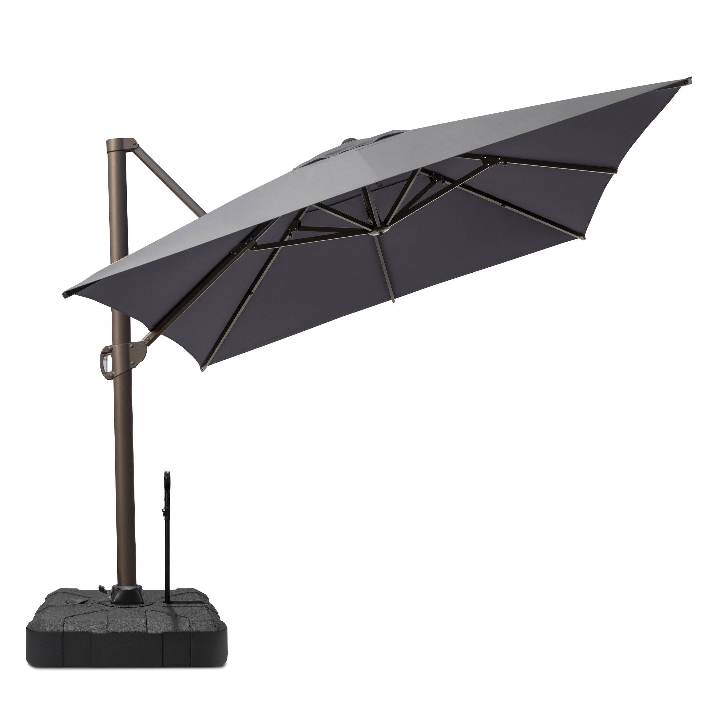 Crestlive Products - 10x13ft Aluminum Crank Cantilever Patio Umbrella with Base - Dark Gray