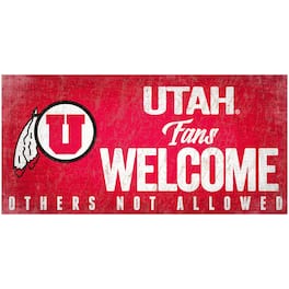 Fan Creations - Utah Utes 6" x 12" Fans Welcome Sign - Multicolor