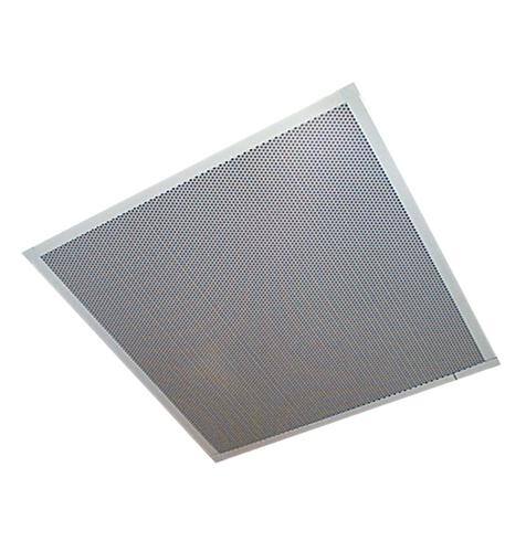 Front. Valcom - IP Lay-In 2' x 2' Ceiling Speaker with Backbox, One-Way Secure - White.