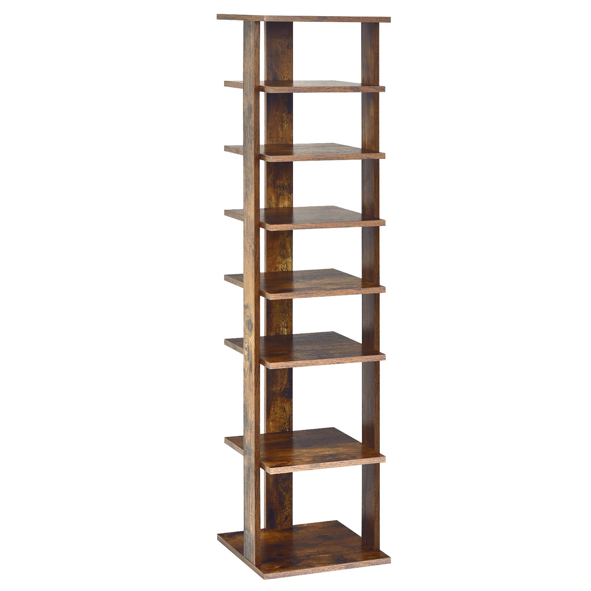 Alt View 21. Costway - 7-Tier Shoe Rack Free Standing Shelf Storage Tower Rustic Brown - Rustic Brown.