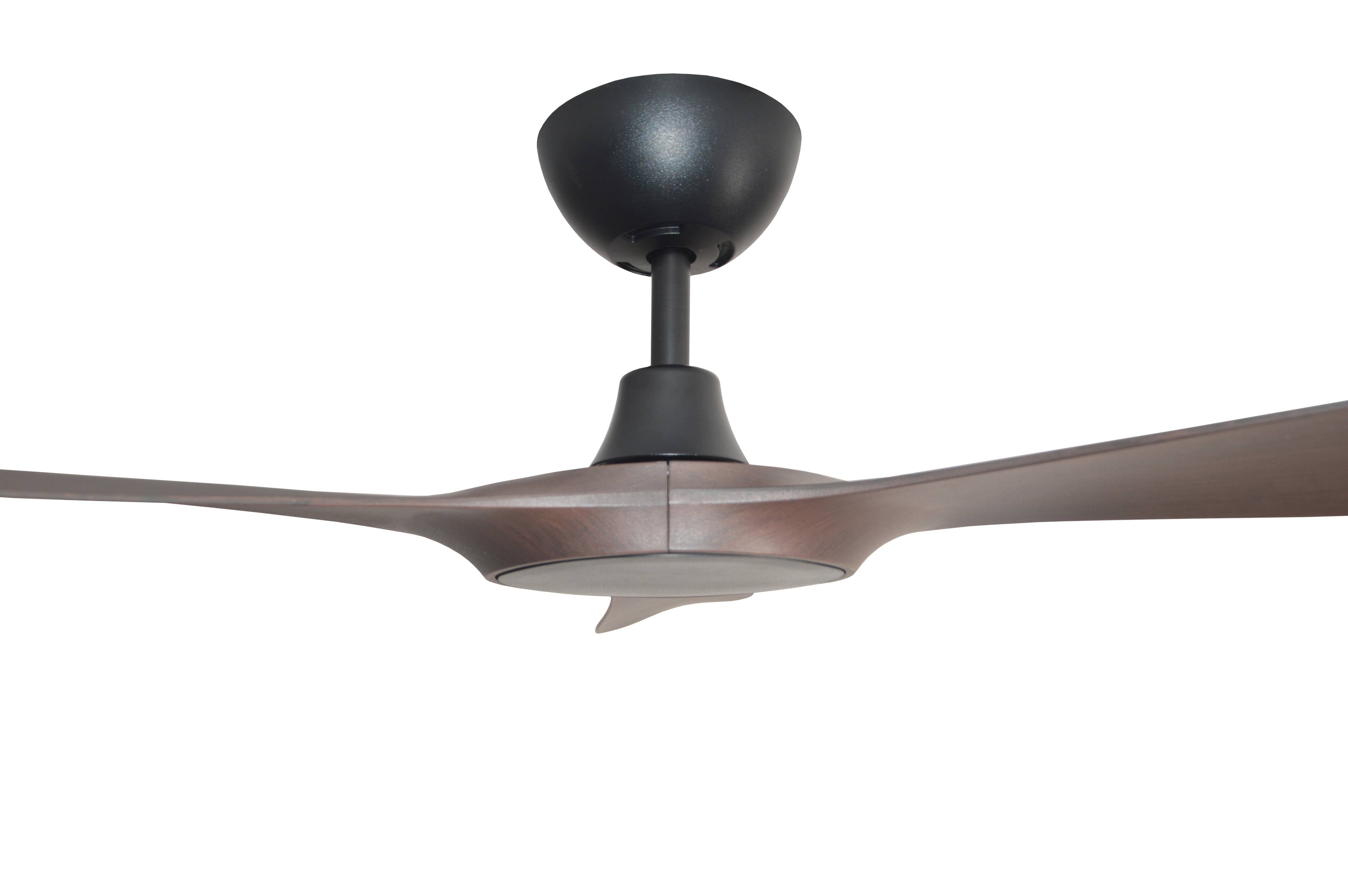 Alt View 2. ENLIGHT - 56" Smart Ceiling Fan, IP66 Outdoor/Coastal, Weather Resist, Efficient + Quiet DC Motor, Reverse Mode, Matter, 3 Blades - Walnut Woodgrain.