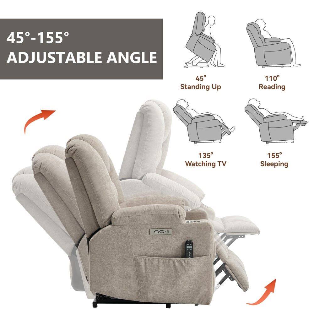 45°-155° Adjustable Angle

45° Standing Up  
110° Reading  
135° Watching TV  
155° Sleeping