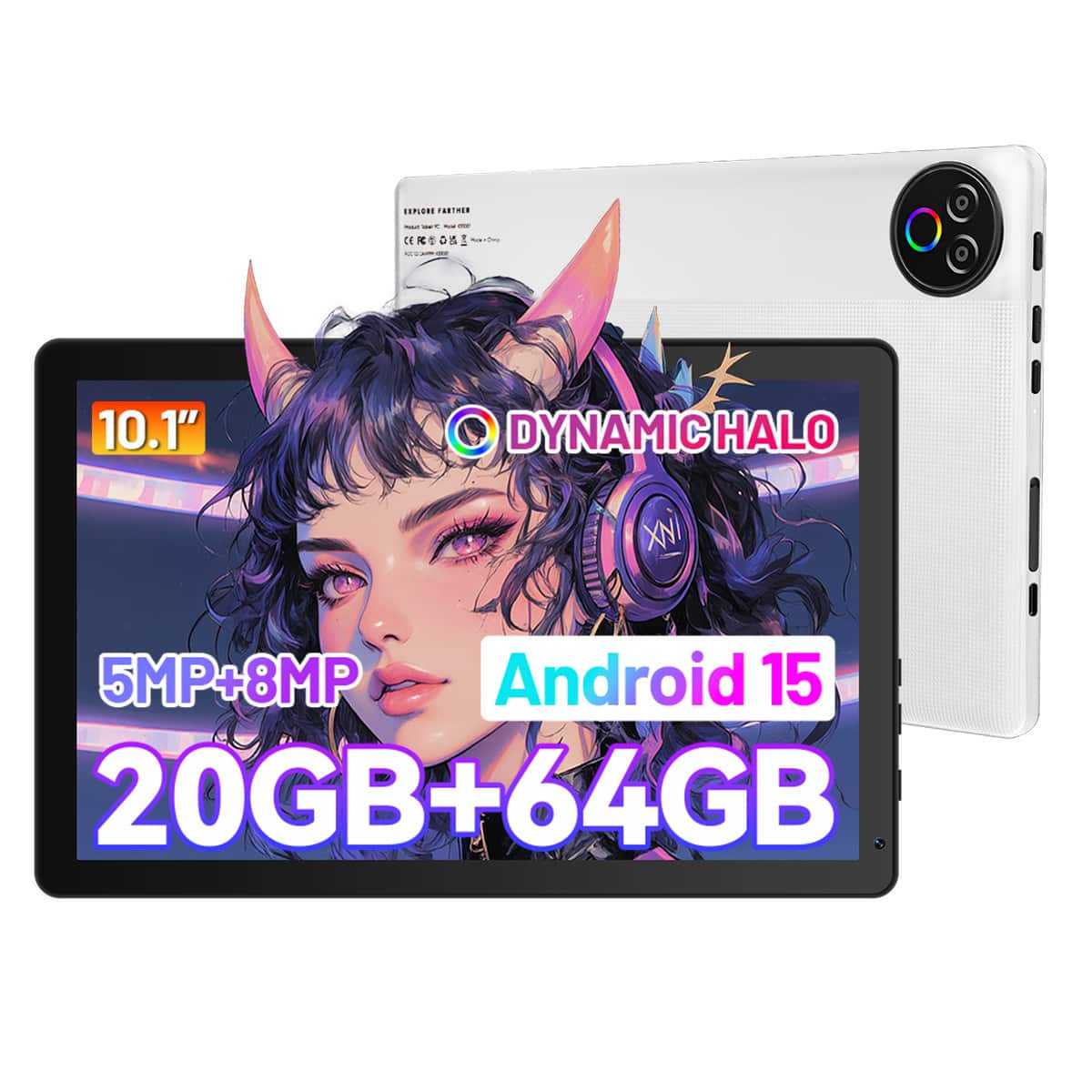 Best Kits - BSETSKI-10.1" HD Tablet - Latest Android 15 OS - 20GB(3+17 Expand) Memory - 64GB ROM (1TB Expandable) - 5-Core - White