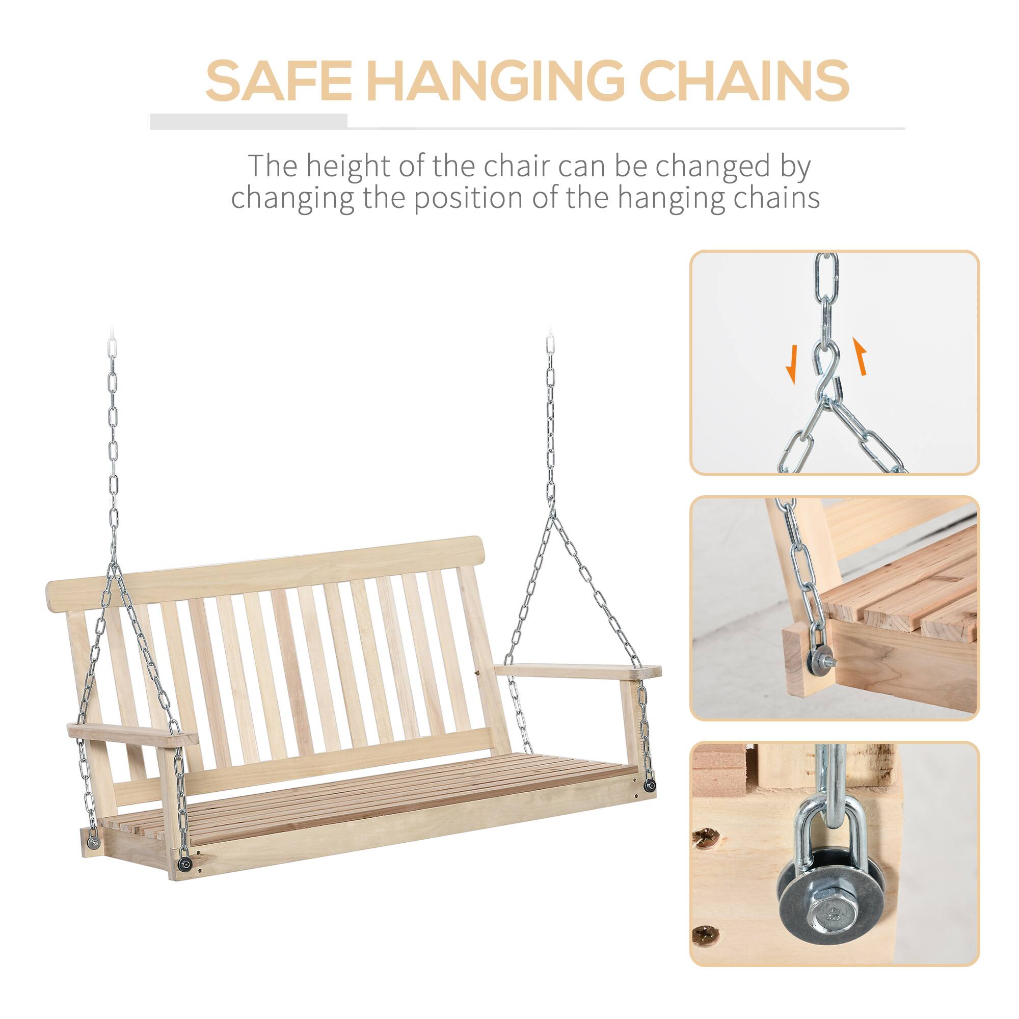 SAFE HANGING CHAINS
The height of the chair can be changed by changing the position of the hanging chains