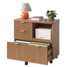 Bestier - Modern Mobile Filing Cabinet with Printer Tray, Fluted Design, Heavy-Duty Build