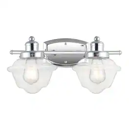 Jonathan Y - Orleans 16.75" 2-Light Iron/Glass schoolhouse LED Vanity Light - Chrome