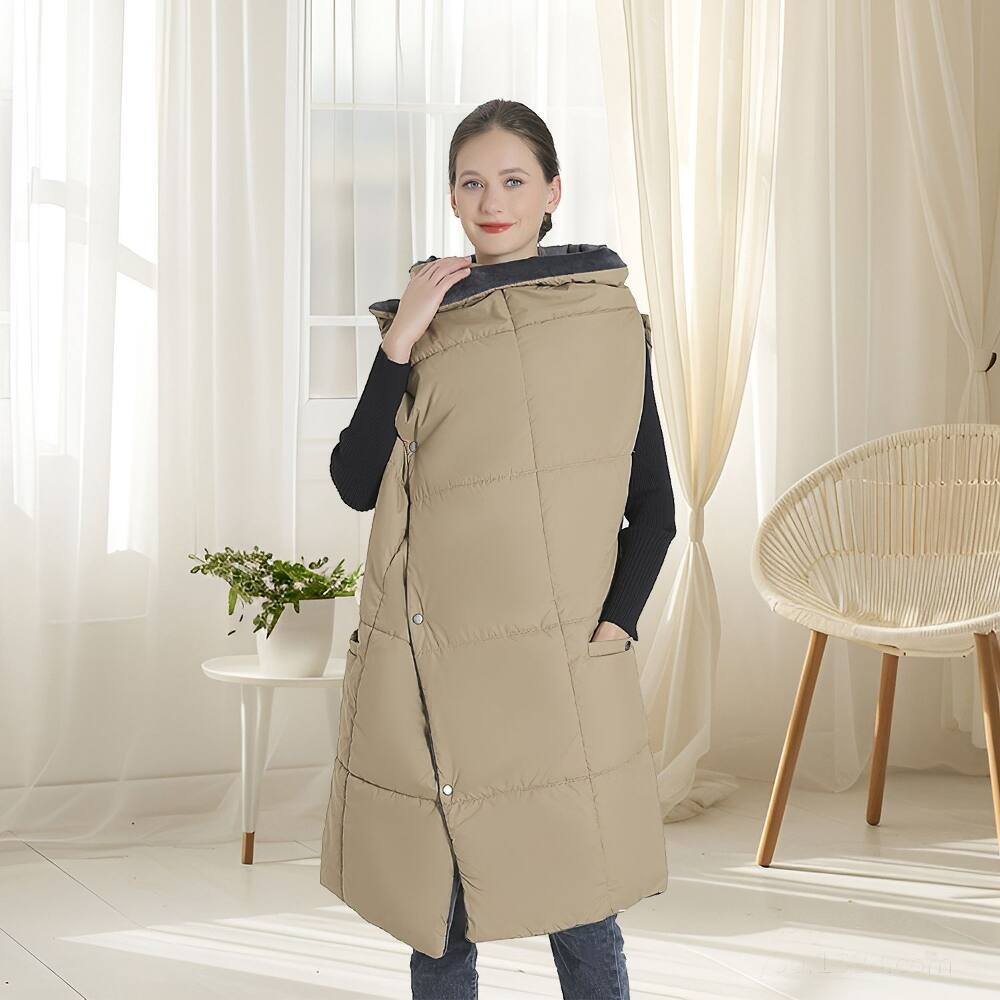 Alt View 8. Loheer - Loheer USB Heated Blanket Electric Poncho with Zipper Arm Holes 6 Heating Zones - Camel.