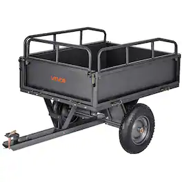 VEVOR - Garden Utility Trailer,10 Cu. Ft & 500lbs Capacity, ATV UTV Hauling Trailer,Tow Behind Steel Dump Cart with 14" Tires - Black