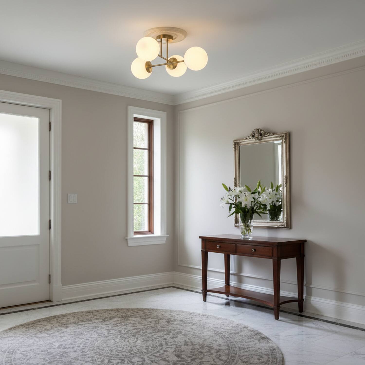 Alt View 1. Umeiluce - Modern 4-Light 22.4 Inches Semi-Flush Mount Glass Globes E12 - Brass.
