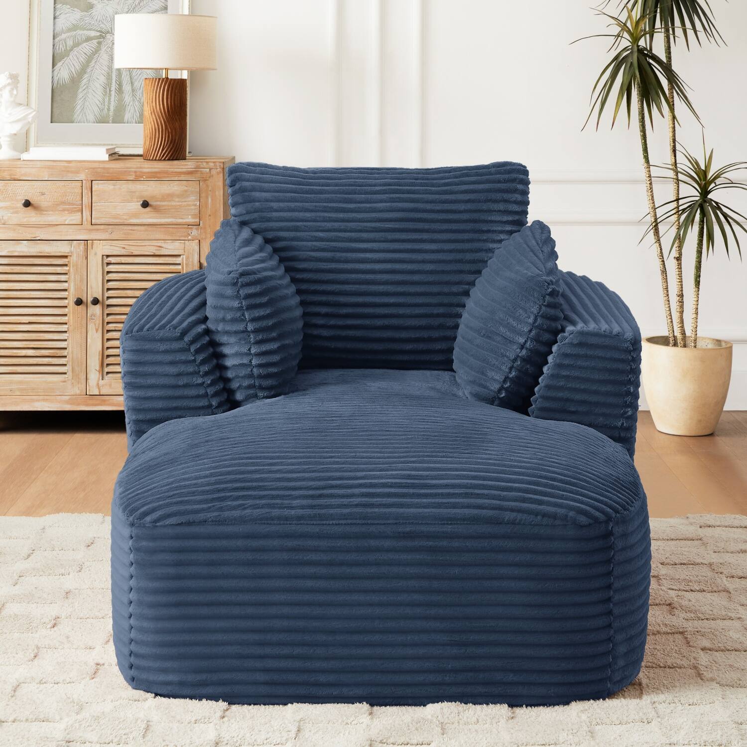 Back. Z-Edge - Corduroy sleeper sofa couch, no assembly needed, Perfect for Living Room/Dorm/Apartment - Blue - Blue.