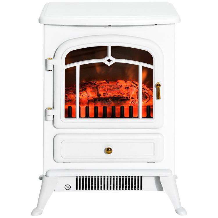 Alt View 10. PULUZ - Fireplace Stove, Electric Fireplace Heater with Realistic LED Flames and Logs, 725W/1450W - White.