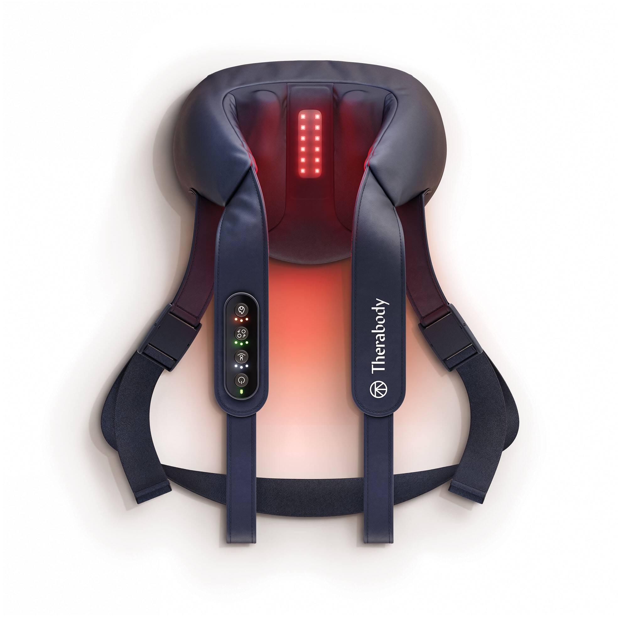 Front. Therabody - Therabody ThermNeck & Upper Back - Wearable Neck Massager for Pain, Stiffness & Tension Relief - Navy.