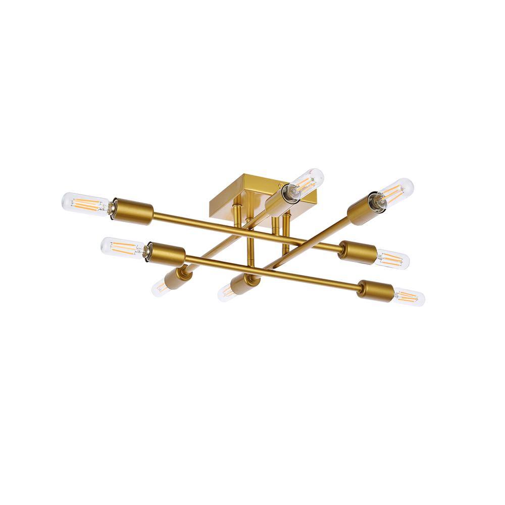 Alt View 1. Living District - Script 8 lights brass flush mount - Brass.