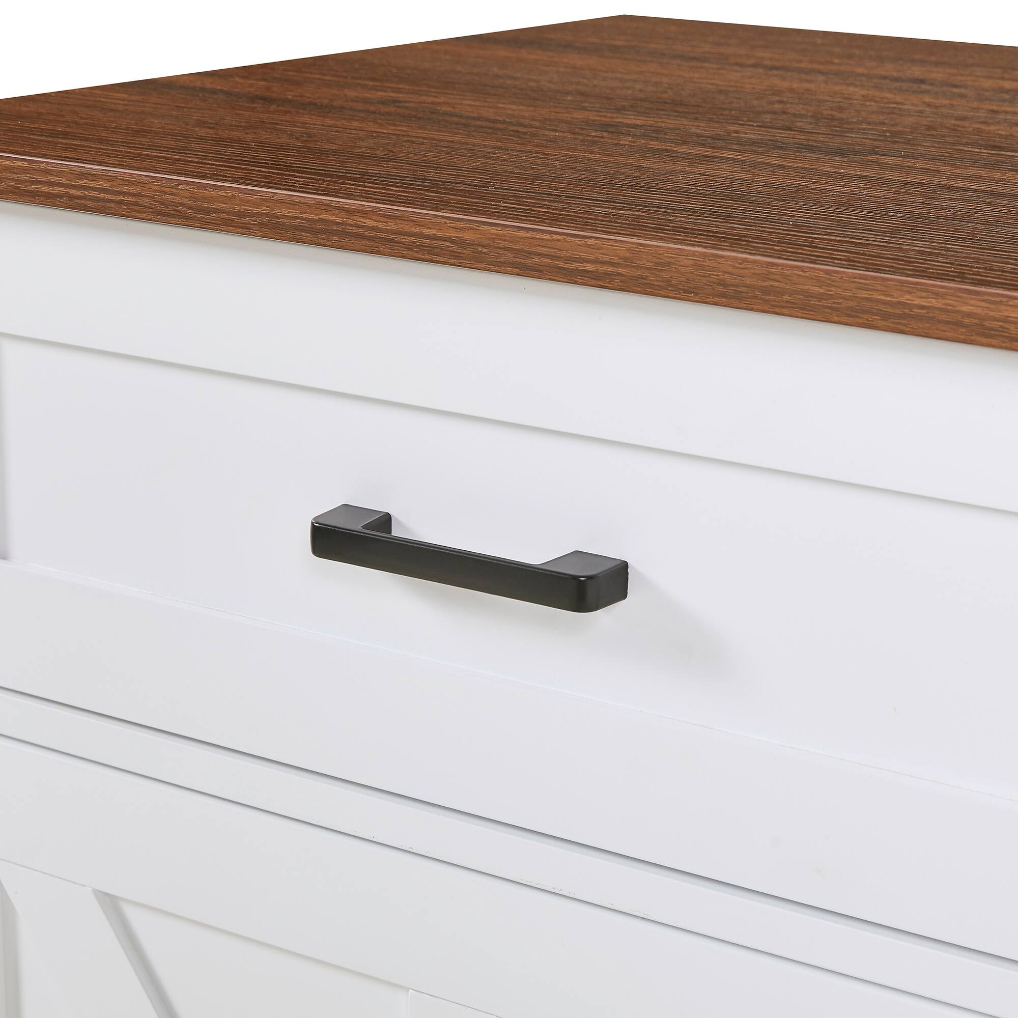 Alt View 7. Forest'nSky - 39.3" Farmhouse Kitchen Island with Drop Leaf – Rolling Cart with Towel Rack & Lockable Wheels, White - White.