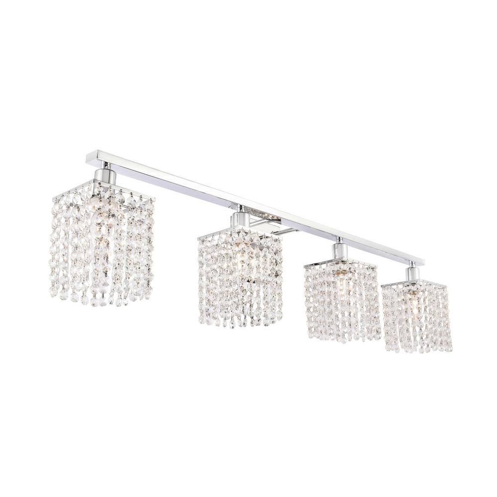 Alt View 2. Living District - Phineas 4 light Chrome and Clear Crystals wall sconce - Chrome And Clear Crystals.