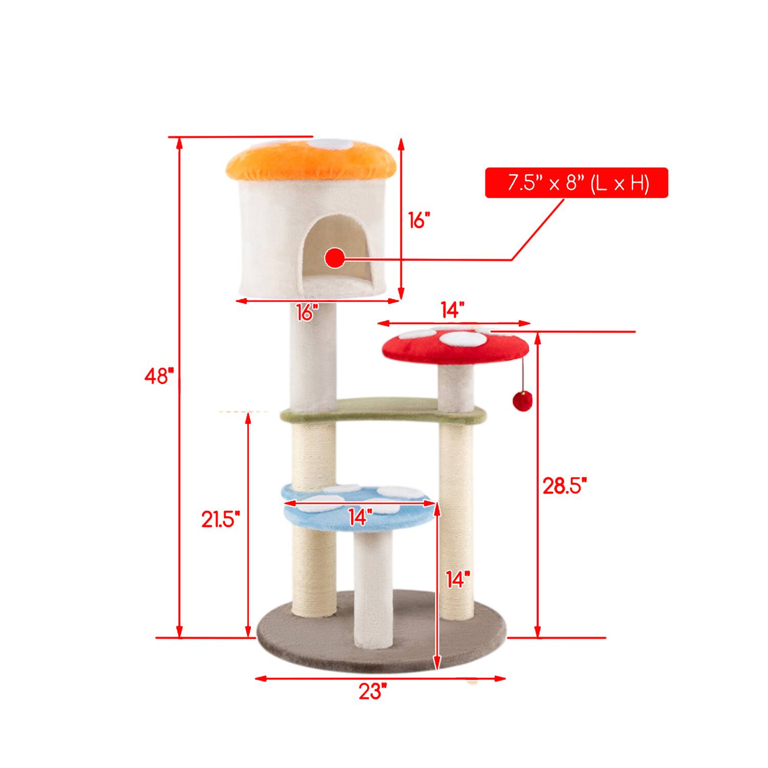 16" 7.5" x 8" (L x H) 16" 14" 48" 21.5" 14" 28.5" 14" 23"