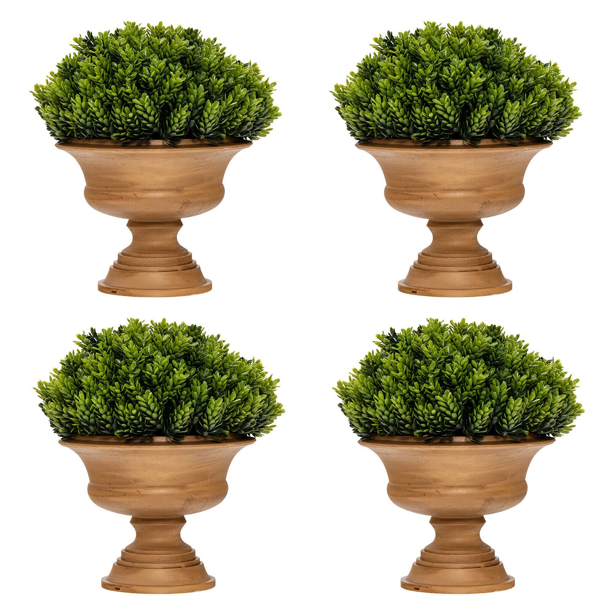 Alt View 9. Gymax - Gymax 4-Pack Artificial Plants Fake Mini Potted Plant Small Greenery Decor for Indoor - Green+Brown.