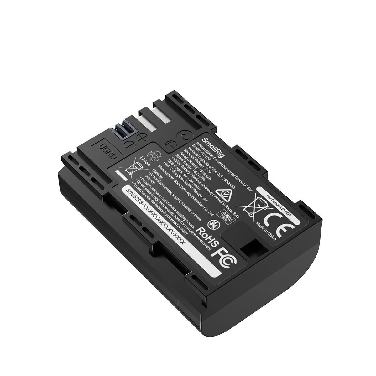 UGRD Li-ion USB-USB- Lithium Rated Rated Capacity Nominal Model: Capacity DS SmallRig Name: E6P Camera C of C Input: Battery 7 the Battery Do Warming: Manufacturer 18 .2V Do *Do Do not into fire. not Charging Limited 5V , 2A Interface 2520mAh Cell: 2600mAh for Canon not not place continue disassemble, Shenzhen Leqi Voltage: (Max) Charging LP. E6P use after the in high m of useif A impact, Innovation 5V Limited For Canon XXXX-XXXXX-XXX-X-XX-8675-N/S the battery mperature, is severe welling squeeze or Co., Ltd.  Voltage:  4V LP. E6P immersedi humid throw in water 10 corrosive occurs, environment RoHS Made CE in China FC