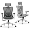 Front. SIHOO - M57 Ergonomic Office Chair with 3D Armrest, Mesh Desk Chair with Lumbar Support, 300lb - Light Gray.