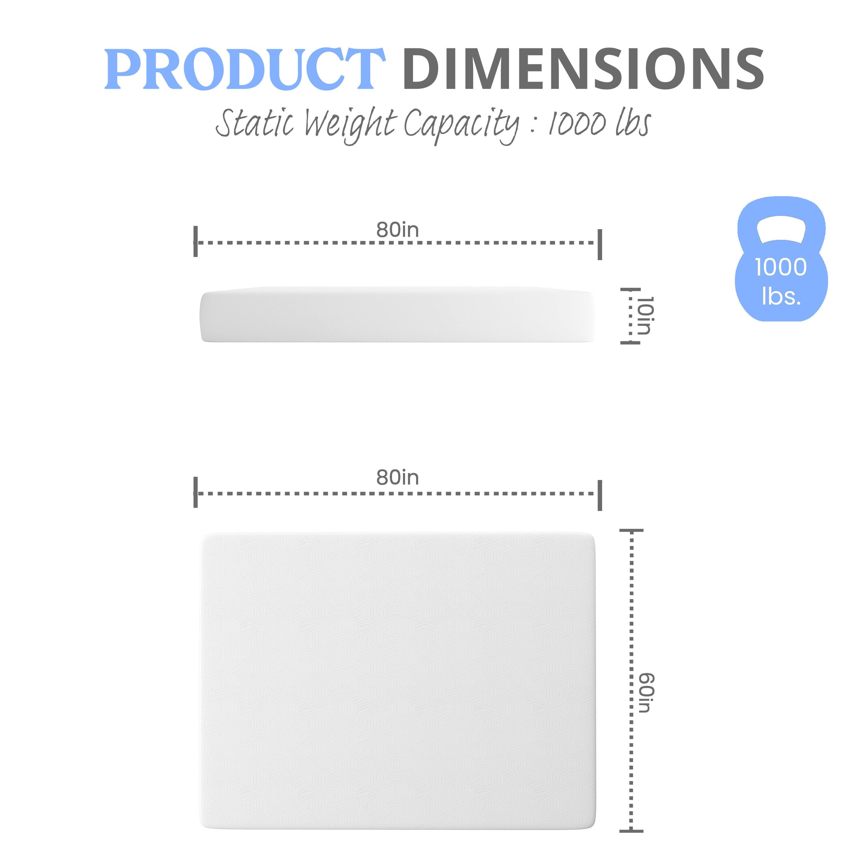 PRODUCT DIMENSIONS  
Static Weight Capacity: 1000 lbs  
80in x 10in  
80in x 60in